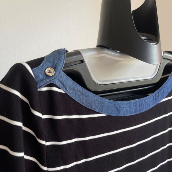 Tommy Hilfiger Black White Striped Bateau Neck Bodycon Dress Size s - Picture 3 of 6